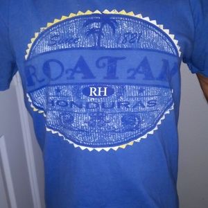 Souvenir blue t-shirt from Roatan Honduras.